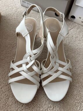 SO White Braided Strappy Slingback Heels